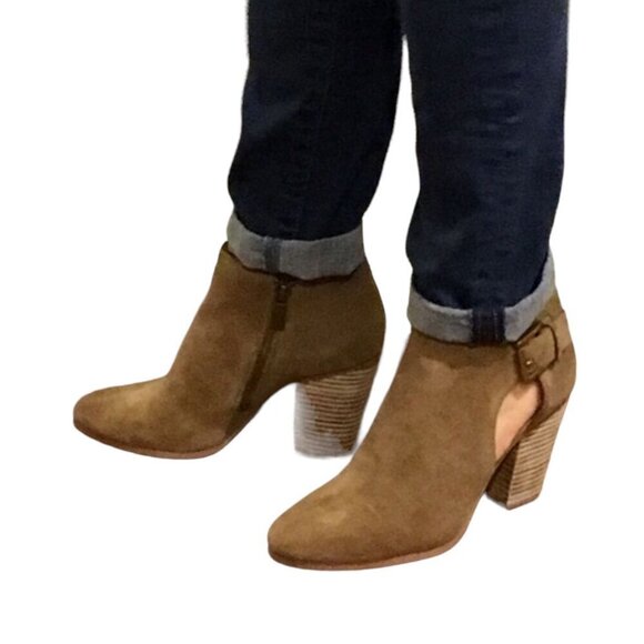 MICHAEL Michael Kors Adams Cutout Buckle Booties in Brown Tan Size 9.5M - Picture 5 of 14